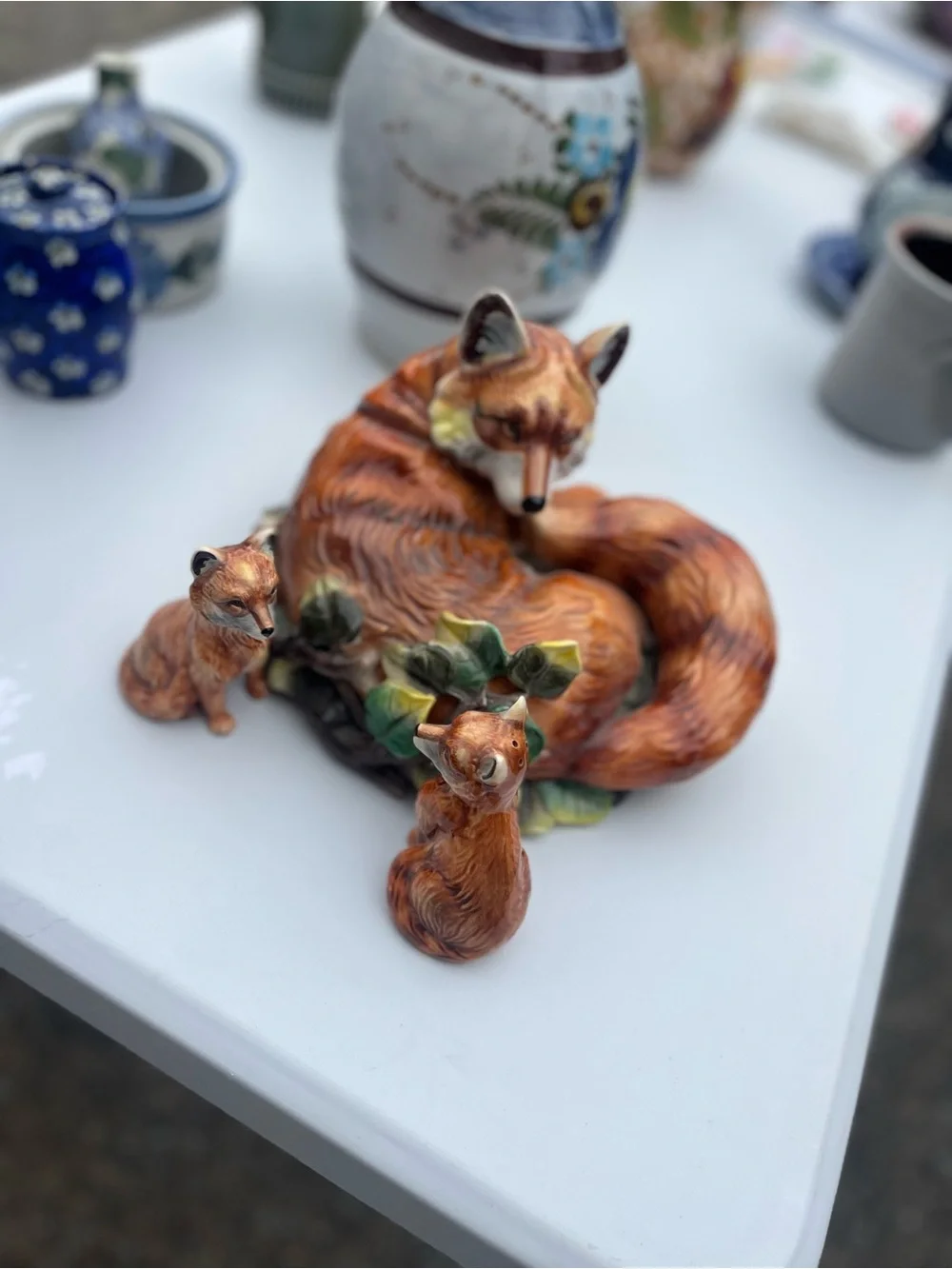 Fox Family Porcelain Salt and Pepper shakers